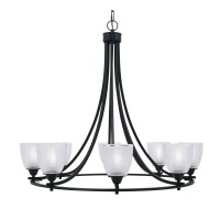 Paramount Uplight, 8 Light, Chandelier In Matte Black Finish With 5