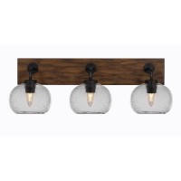 Oxbridge 3 Light Bath Bar In Matte Black & Painted Wood-Look Metal Finish With 7