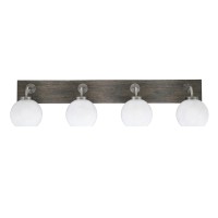 Oxbridge 4 Light Bath Bar In Graphite & Painted Distressed Wood-Look Metal Finish With 5.75