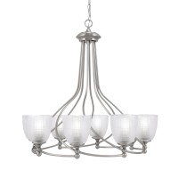 Capri Uplight, 8 Light, Chandelier Shown In Brushed Nickel Finish With 5