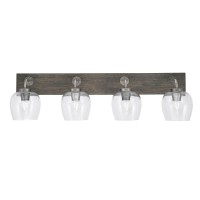 Oxbridge 4 Light Bath Bar In Graphite & Painted Distressed Wood-Look Metal Finish With 6