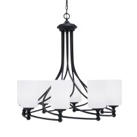 Capri Uplight, 8 Light, Chandelier Shown In Matte Black Finish With 4