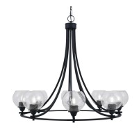 Paramount Uplight, 8 Light, Chandelier In Matte Black Finish With 5.75