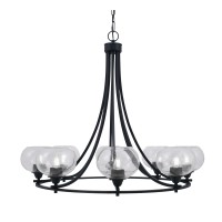 Paramount Uplight, 8 Light, Chandelier In Matte Black Finish With 7