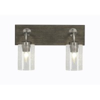 Oxbridge 2 Light Bath Bar In Graphite & Painted Distressed Wood-Look Metal Finish With 4