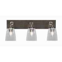 Oxbridge 3 Light Bath Bar In Graphite & Painted Distressed Wood-Look Metal Finish With 4.5