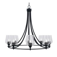 Paramount Uplight, 8 Light, Chandelier In Matte Black Finish With 5