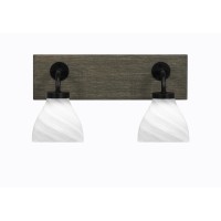 Oxbridge 2 Light Bath Bar In Matte Black & Painted Distressed Wood-Look Metal Finish With 6.25