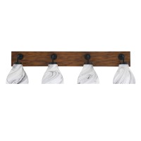 Oxbridge 4 Light Bath Bar In Matte Black & Painted Wood-Look Metal Finish With 6.25