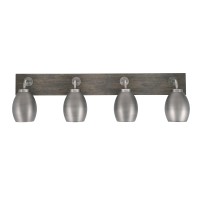 Oxbridge 4 Light Bath Bar In Graphite & Painted Distressed Wood-Look Metal Finish With 5