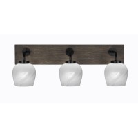 Oxbridge 3 Light Bath Bar In Matte Black & Painted Distressed Wood-Look Metal Finish With 6