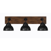 Oxbridge 3 Light Bath Bar In Matte Black & Painted Wood-Look Metal Finish With 7