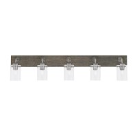 Oxbridge 5 Light Bath Bar In Graphite & Painted Distressed Wood-Look Metal Finish With 4