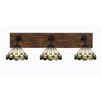 Oxbridge 3 Light Bath Bar In Matte Black & Painted Wood-Look Metal Finish With 7