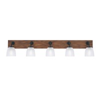 Oxbridge 5 Light Bath Bar In Matte Black & Painted Wood-Look Metal Finish With 5