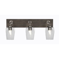 Oxbridge 3 Light Bath Bar In Graphite & Painted Distressed Wood-Look Metal Finish With 5