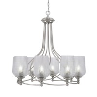 Capri Uplight, 8 Light, Chandelier Shown In Brushed Nickel Finish With 5