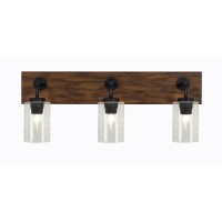 Oxbridge 3 Light Bath Bar In Matte Black & Painted Wood-Look Metal Finish With 4