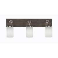 Oxbridge 3 Light Bath Bar In Graphite & Painted Distressed Wood-Look Metal Finish With 4