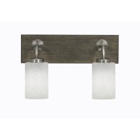 Oxbridge 2 Light Bath Bar In Graphite & Painted Distressed Wood-Look Metal Finish With 4