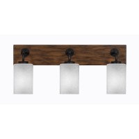 Oxbridge 3 Light Bath Bar In Matte Black & Painted Wood-Look Metal Finish With 4