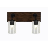 Oxbridge 2 Light Bath Bar In Matte Black & Painted Wood-Look Metal Finish With 4