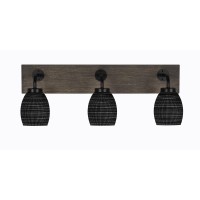 Oxbridge 3 Light Bath Bar In Matte Black & Painted Distressed Wood-Look Metal Finish With 5