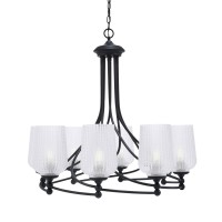 Capri Uplight, 8 Light, Chandelier Shown In Matte Black Finish With 5