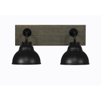 Oxbridge 2 Light Bath Bar In Matte Black & Painted Distressed Wood-Look Metal Finish With 7