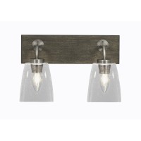 Oxbridge 2 Light Bath Bar In Graphite & Painted Distressed Wood-Look Metal Finish With 4.5