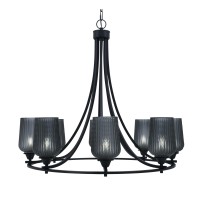 Paramount Uplight, 8 Light, Chandelier In Matte Black Finish With 5