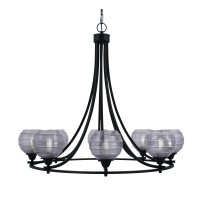 Paramount Uplight, 8 Light, Chandelier In Matte Black Finish With 6