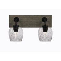 Oxbridge 2 Light Bath Bar In Matte Black & Painted Distressed Wood-Look Metal Finish With 6