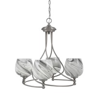 Capri Uplight, 4 Light, Chandelier Shown In Brushed Nickel Finish With 6