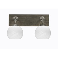 Oxbridge 2 Light Bath Bar In Graphite & Painted Distressed Wood-Look Metal Finish With 5.75