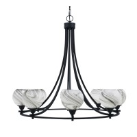 Paramount Uplight, 8 Light, Chandelier In Matte Black Finish With 5.75