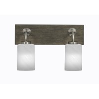 Oxbridge 2 Light Bath Bar In Graphite & Painted Distressed Wood-Look Metal Finish With 4