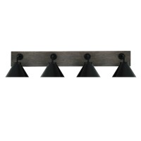 Oxbridge 4 Light Bath Bar In Matte Black & Painted Distressed Wood-Look Metal Finish With 7