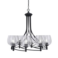 Capri Uplight, 8 Light, Chandelier Shown In Matte Black Finish With 6