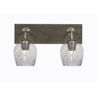 Oxbridge 2 Light Bath Bar In Graphite & Painted Distressed Wood-Look Metal Finish With 6