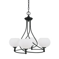 Capri Uplight, 4 Light, Chandelier Shown In Matte Black Finish With 7