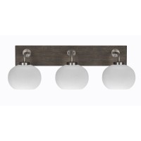 Oxbridge 3 Light Bath Bar In Graphite & Painted Distressed Wood-Look Metal Finish With 7