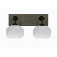 Oxbridge 2 Light Bath Bar In Matte Black & Painted Distressed Wood-Look Metal Finish With 7