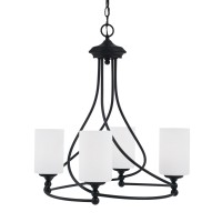 Capri Uplight, 4 Light, Chandelier Shown In Matte Black Finish With 4