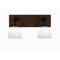 Oxbridge 2 Light Bath Bar In Matte Black & Painted Wood-Look Metal Finish With 6.25