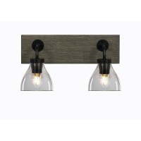 Oxbridge 2 Light Bath Bar In Matte Black & Painted Distressed Wood-Look Metal Finish With 6.25