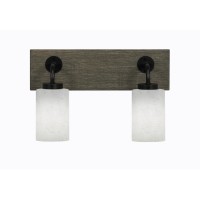 Oxbridge 2 Light Bath Bar In Matte Black & Painted Distressed Wood-Look Metal Finish With 4