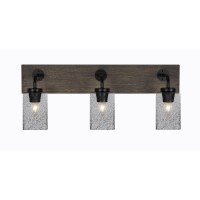 Oxbridge 3 Light Bath Bar In Matte Black & Painted Distressed Wood-Look Metal Finish With 4