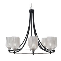 Paramount Uplight, 8 Light, Chandelier In Matte Black & Brushed Nickel Finish With 5