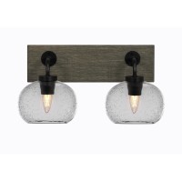 Oxbridge 2 Light Bath Bar In Matte Black & Painted Distressed Wood-Look Metal Finish With 7